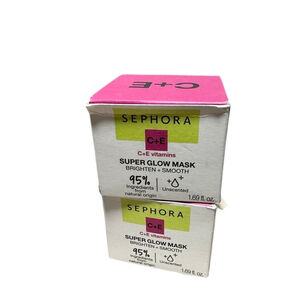 2 New Sephora Super Glow Masks 1.69 oz Vitamin C and E Face Mask, Smooth